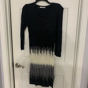 Grey and white knit dress